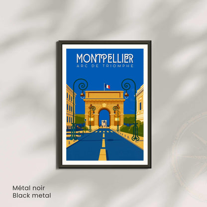 Affiche Montpellier – Arc de Triomphe | Poster vintage patrimoine français | Décoration murale sud de la France