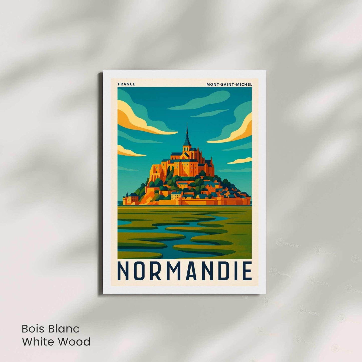 Affiche Mont-Saint-Michel Normandie | Poster Vintage France | Illustration Murale Voyage