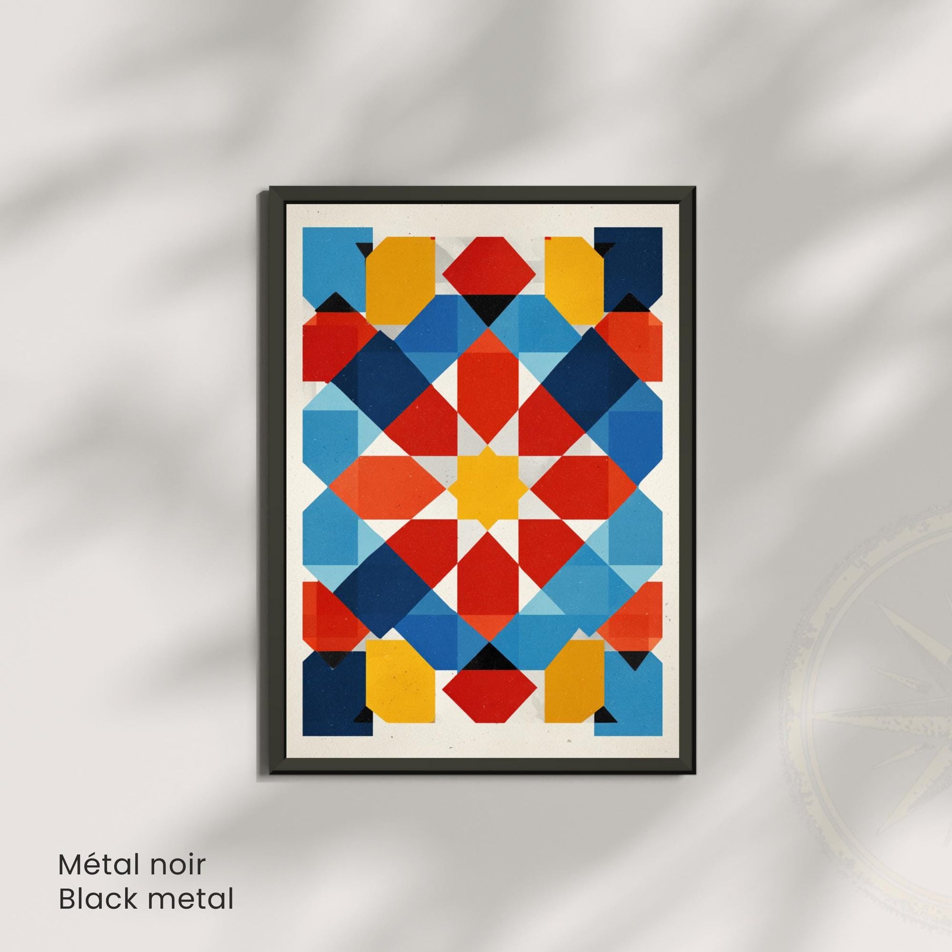 Bauhaus & Islamic Art Geometric Poster | Abstract Modern Red Blue Yellow Print | Contemporary Wall Art