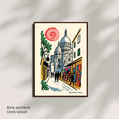 Affiche Montmartre Paris – Poster Sacré-Cœur | Décoration murale artistique & affiche voyage vintage