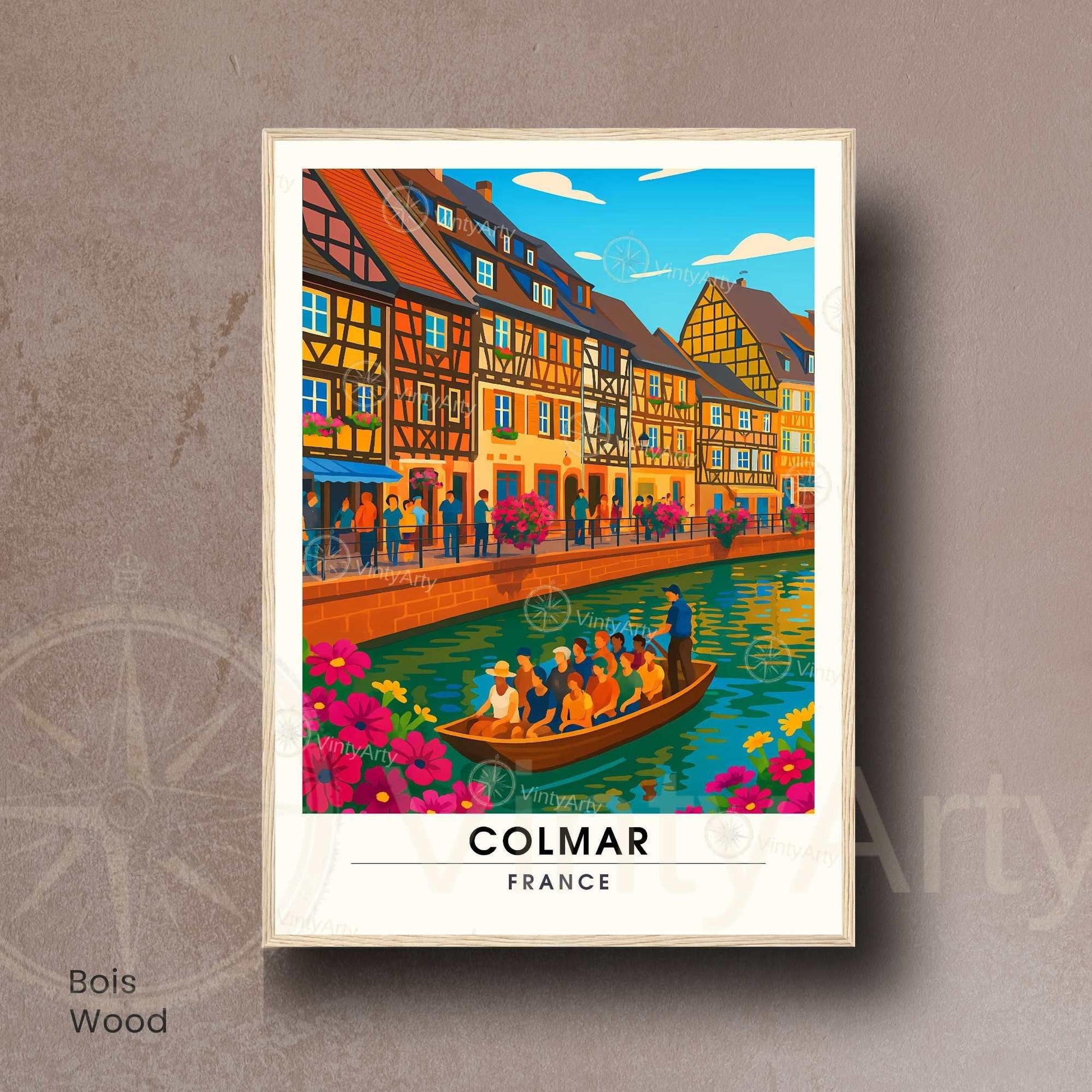 Affiche Colmar France | Poster Voyage Alsace | Décoration Murale Maisons à Colombages