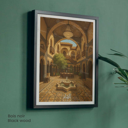 Affiche Maison Traditionnelle Syrienne | Poster Cour Orientale | Décoration Murale Patrimoine Syrie