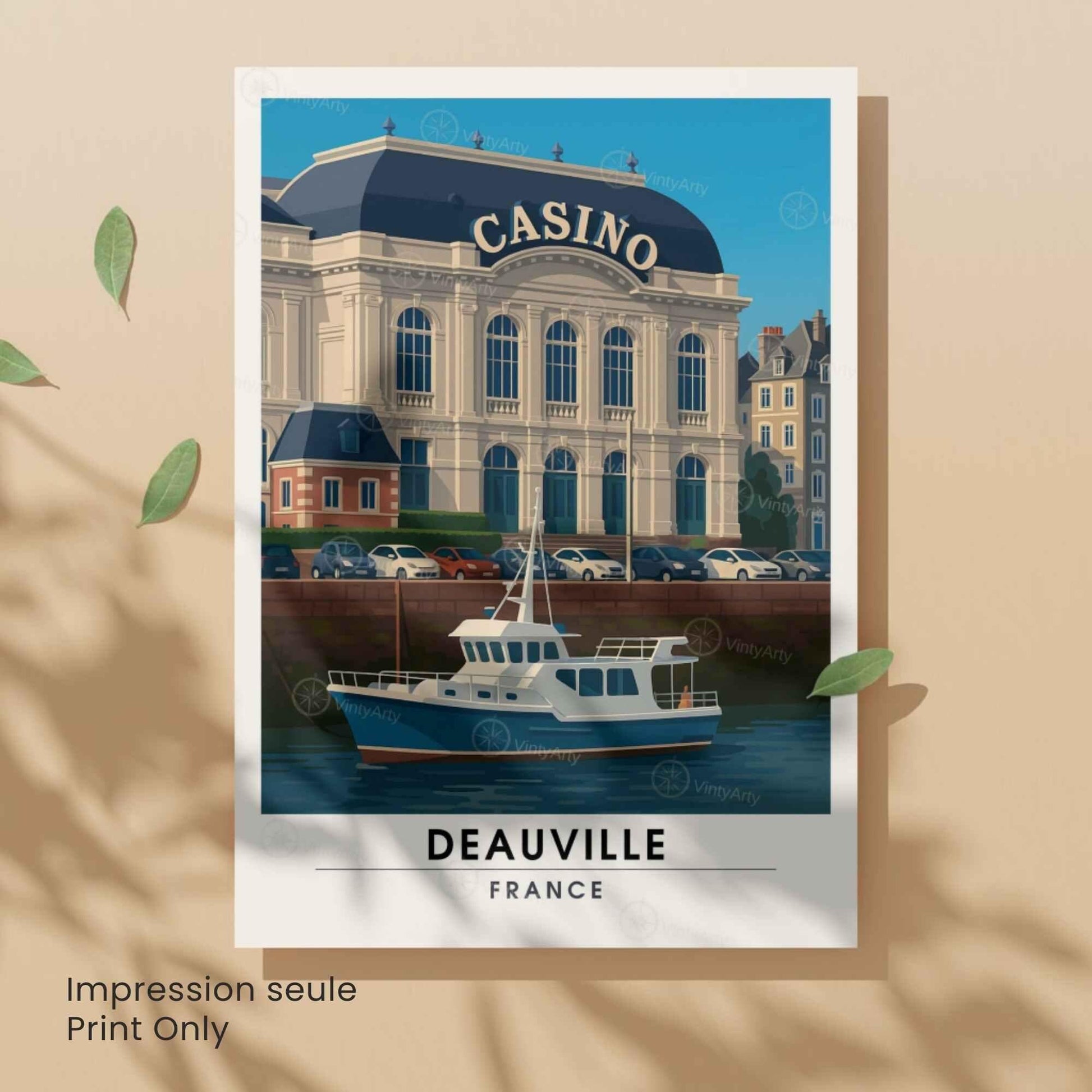 Affiche Casino Deauville – Poster Vintage Normandie Chic | Décoration murale rétro France