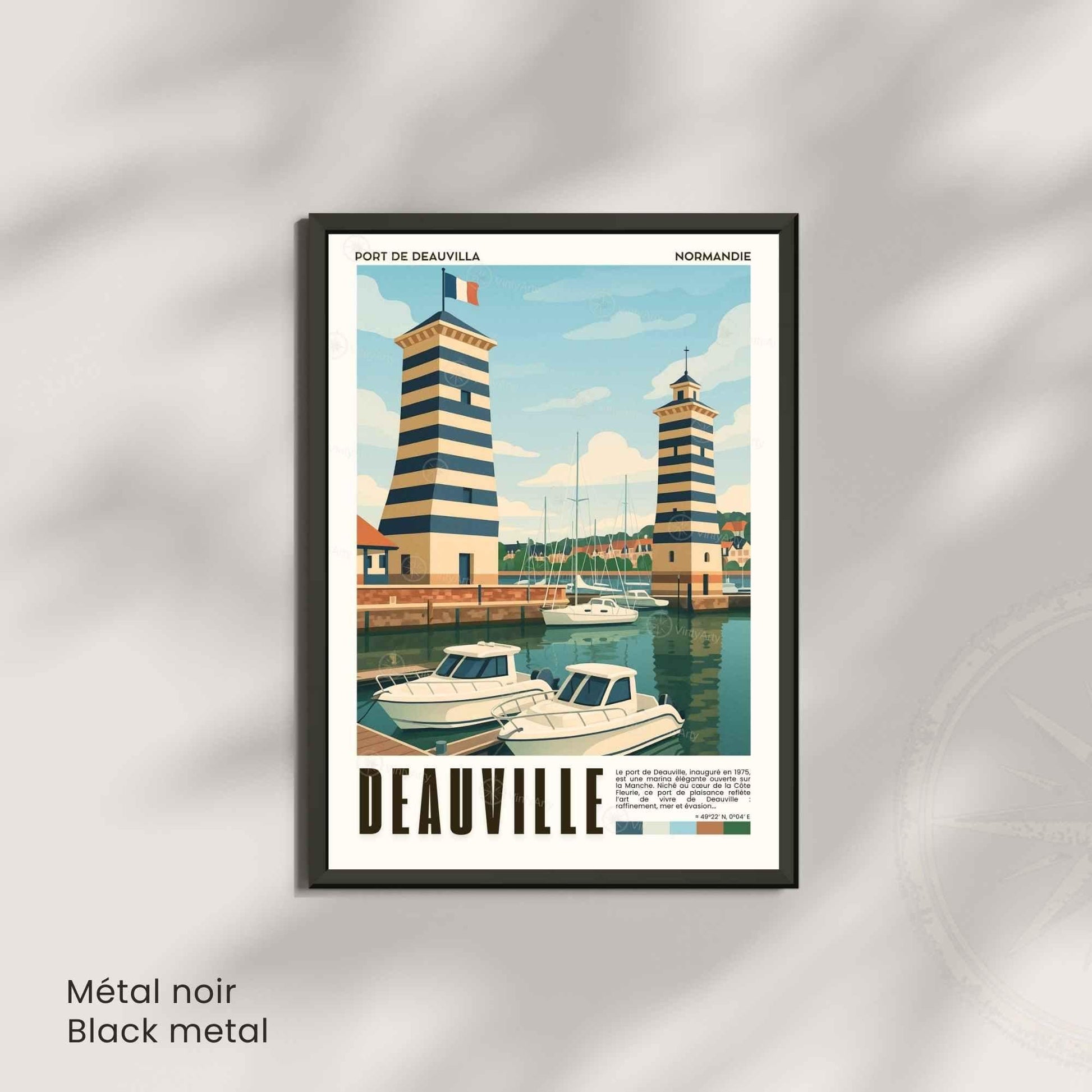 Affiche Deauville Port – Poster vintage Normandie, illustration rétro marine, décoration murale bord de mer, idée cadeau voyage