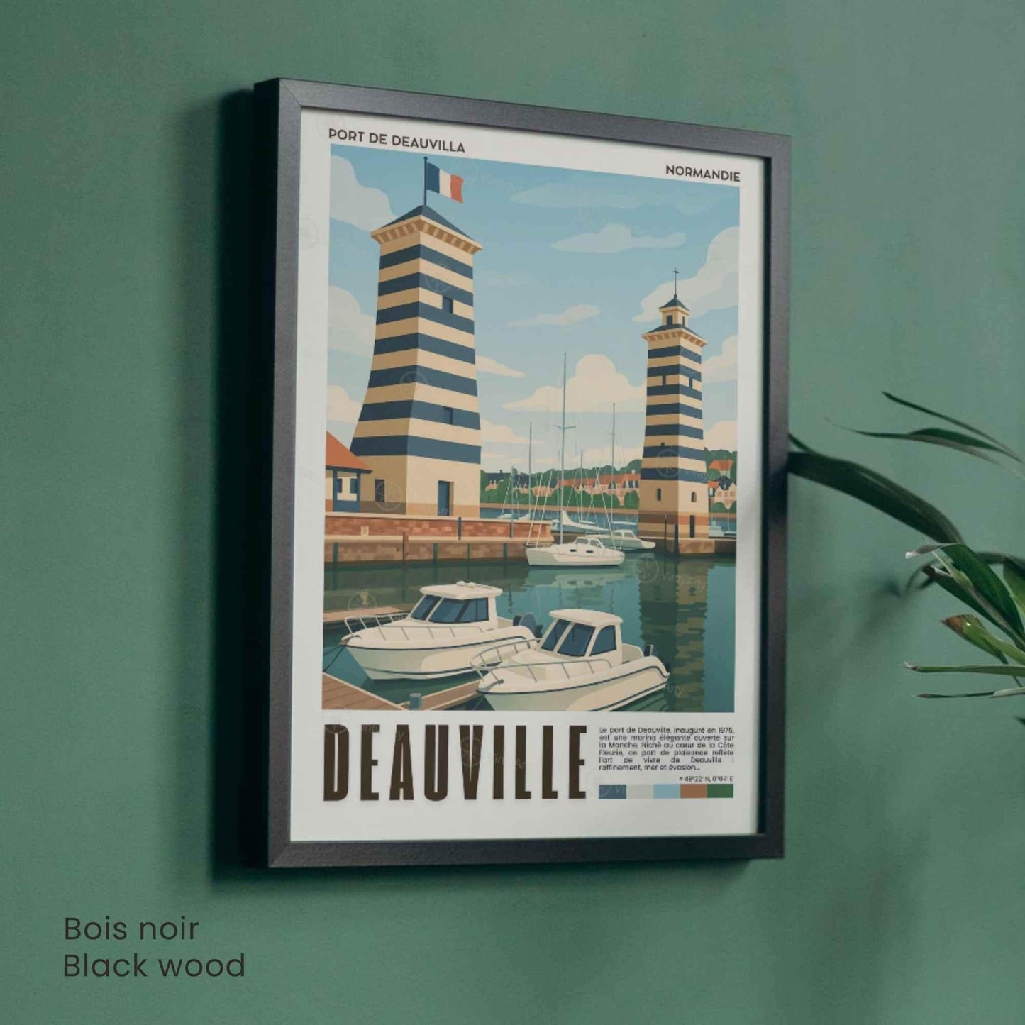 Affiche Deauville Port – Poster vintage Normandie, illustration rétro marine, décoration murale bord de mer, idée cadeau voyage