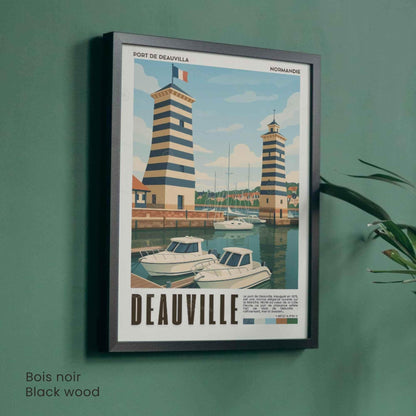 Affiche Deauville Port – Poster vintage Normandie, illustration rétro marine, décoration murale bord de mer, idée cadeau voyage
