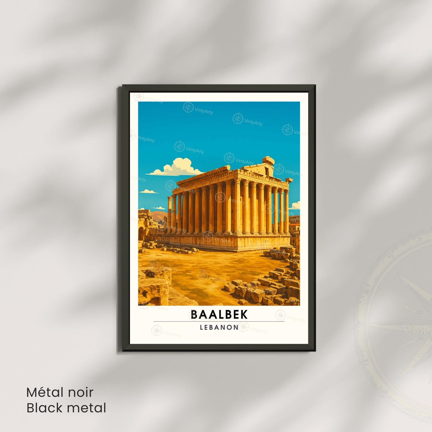 Affiche Baalbek | Poster Temple de Bacchus | Affiche de voyage Liban