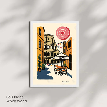 Affiche Rome – Poster rétro vintage Colisée Italie, décoration murale artistique, idée cadeau voyage, impression seule ou encadrée