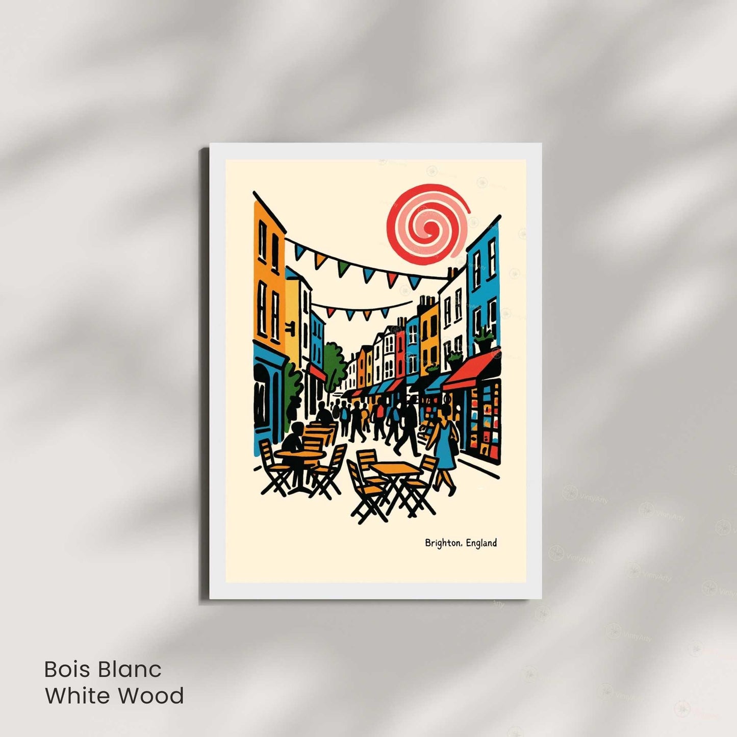 Affiche Brighton – Poster rétro vintage Angleterre, illustration artistique décorative, idée cadeau voyage UK, impression seule ou encadrée