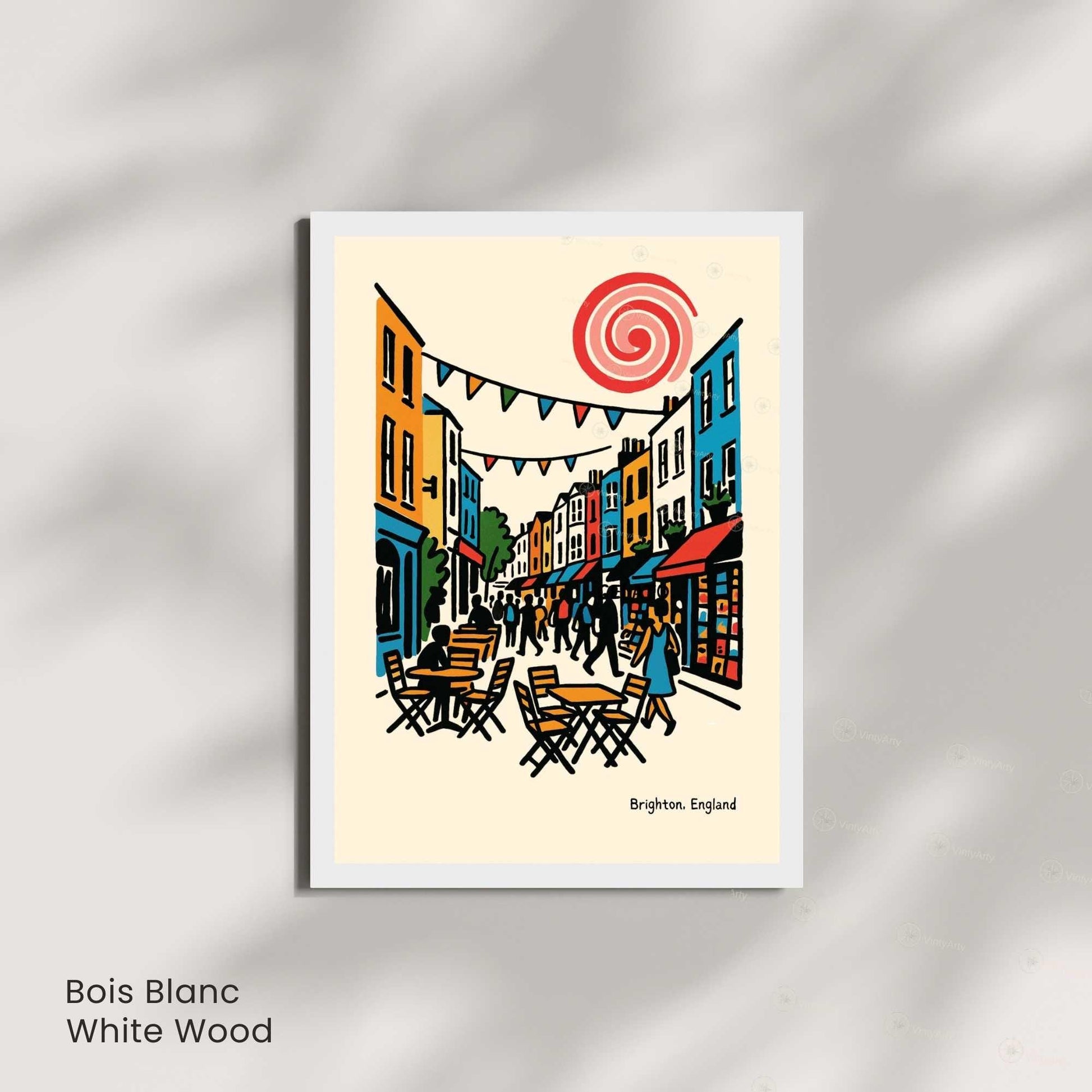 Affiche Brighton – Poster rétro vintage Angleterre, illustration artistique décorative, idée cadeau voyage UK, impression seule ou encadrée