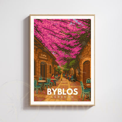 Byblos Poster | Lebanon Print | Colorful Street Illustration of Lebanon