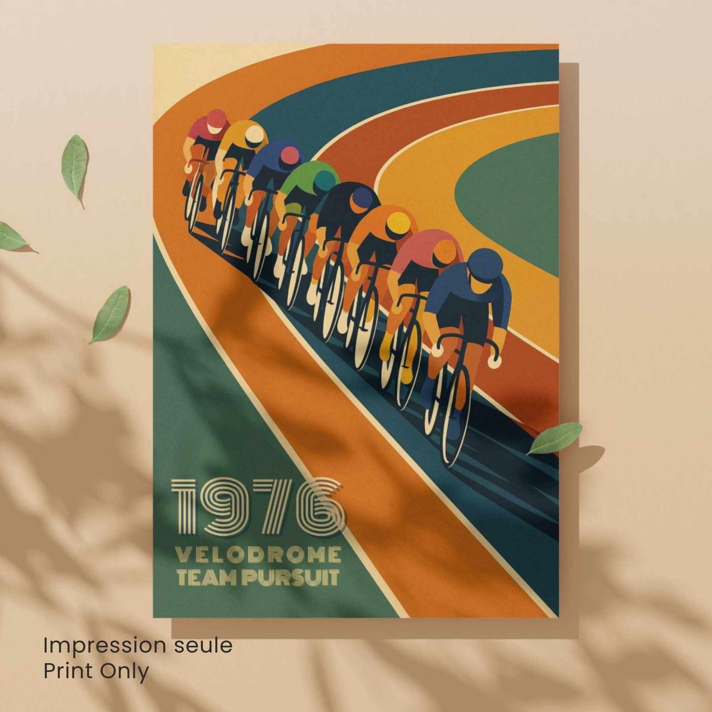 Affiche Vélodrome 1976 Cyclisme | Poster Vintage Cycliste | Illustration Sportive Murale