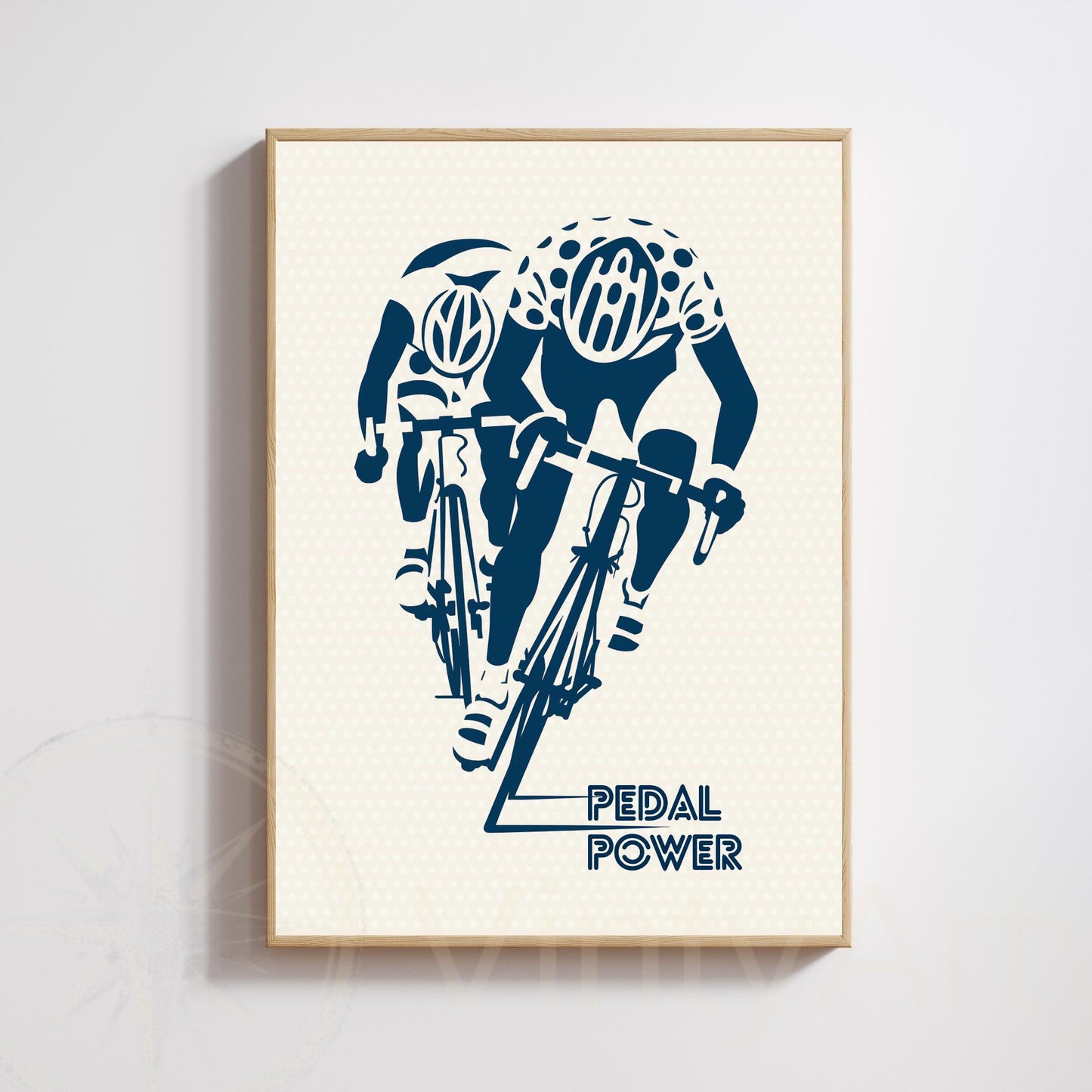 Affiche Cyclisme Pedal Power | Poster Vintage Vélo | Illustration Sportive Murale