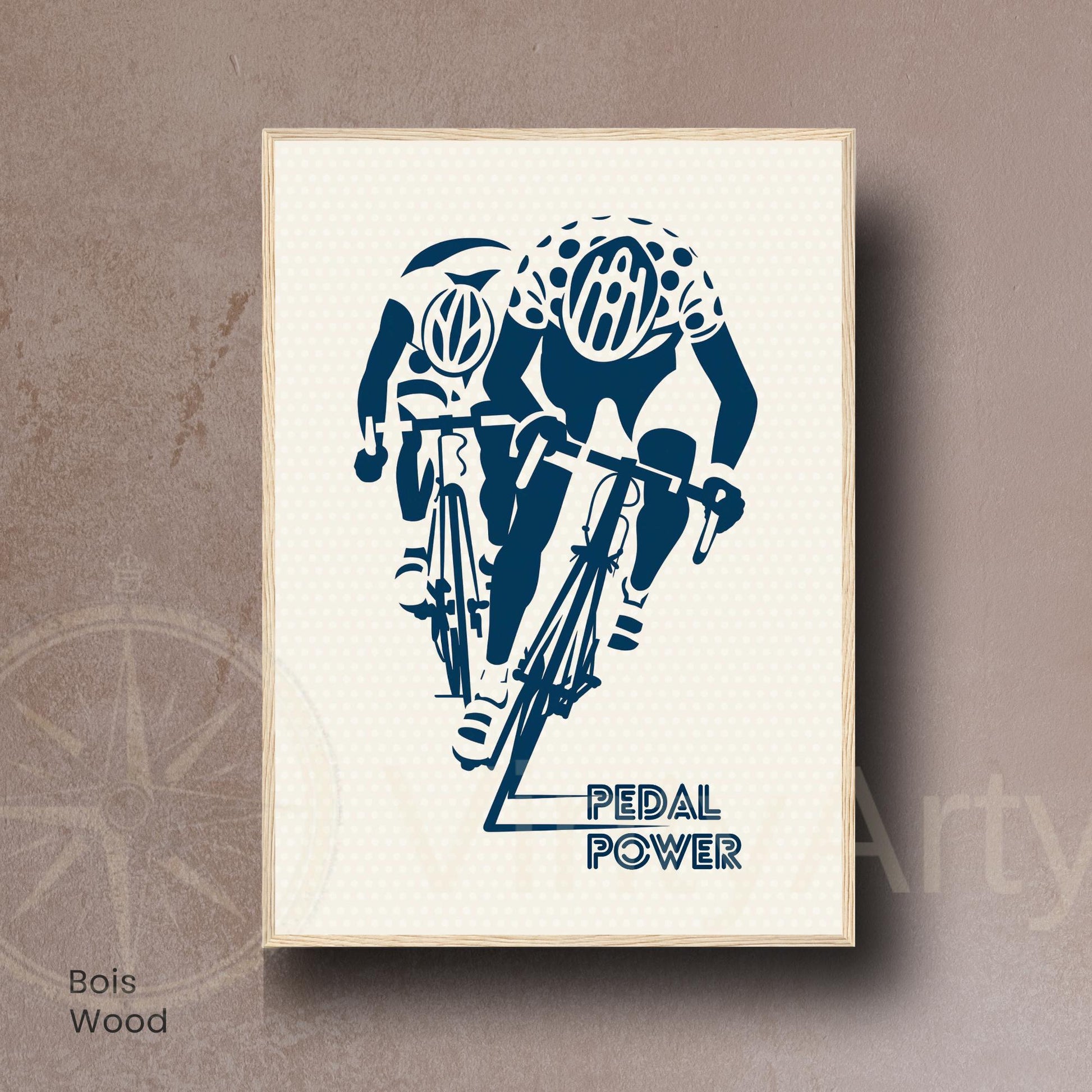Affiche Cyclisme Pedal Power | Poster Vintage Vélo | Illustration Sportive Murale