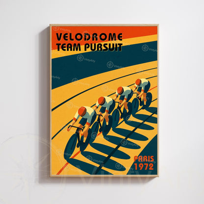 Affiche Cyclisme Vélodrome Paris 1972 | Poster Vintage Vélo | Illustration Sportive