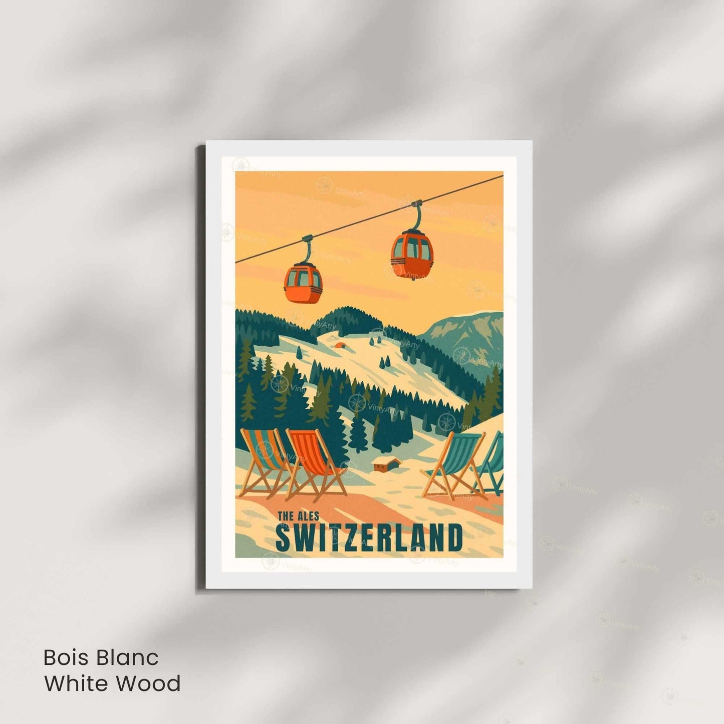 Affiche Alpes Suisse | Poster Vintage Télécabine | Illustration Rétro Montagne