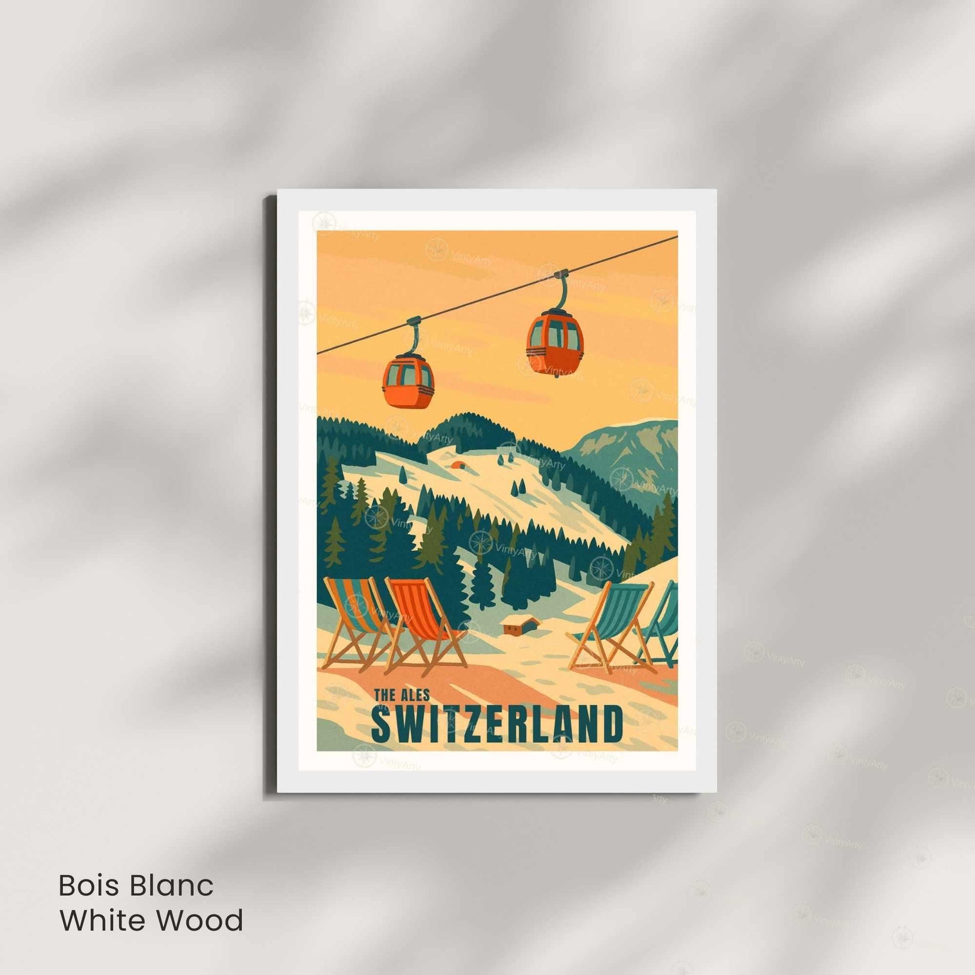Affiche Alpes Suisse | Poster Vintage Télécabine | Illustration Rétro Montagne