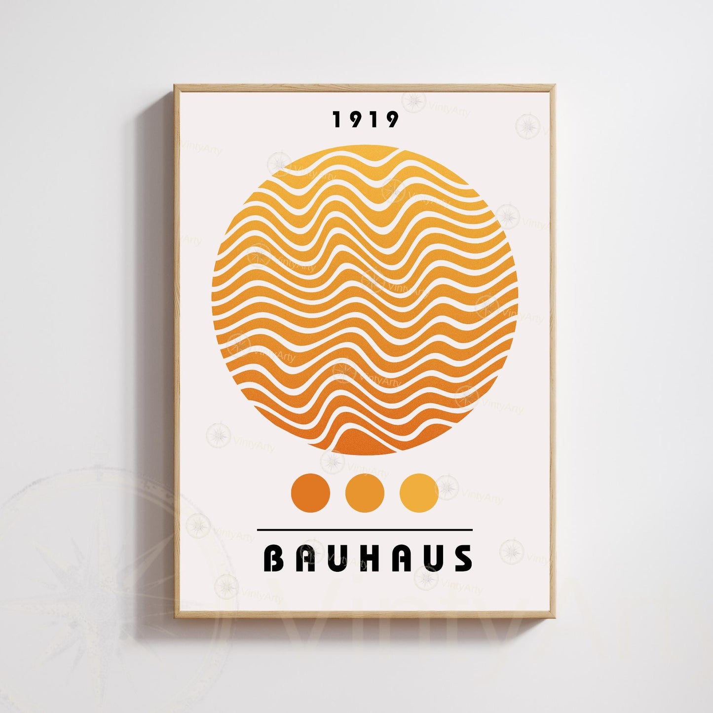 Bauhaus Poster 1919 Oranger Kreis – Vintage Op Art Druck, Moderne Wanddekoration, Minimalistisches Geometrisches Design