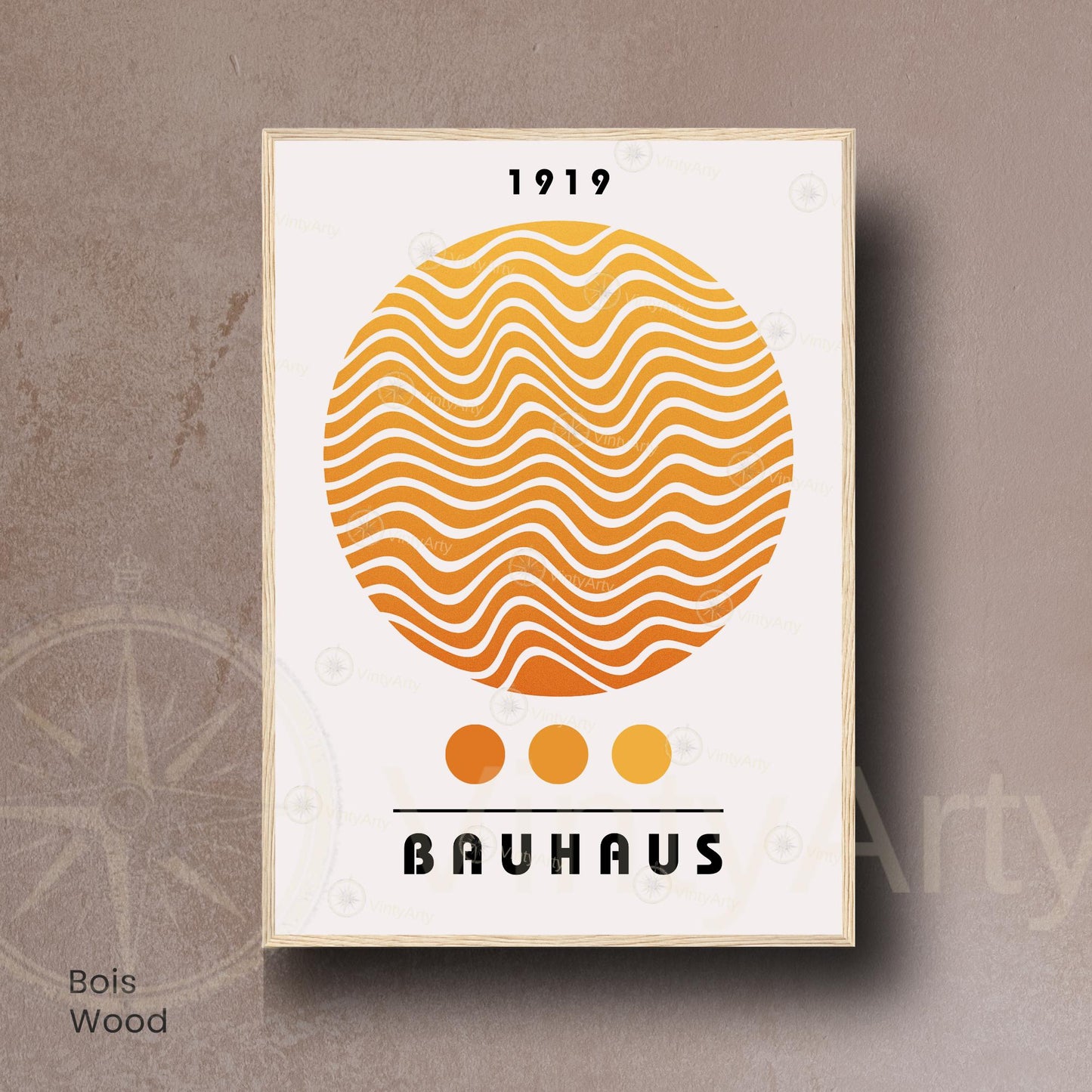 Affiche Bauhaus 1919 Cercle Orange – Poster Graphique Vintage, Impression Murale Moderne, Déco Design Minimaliste