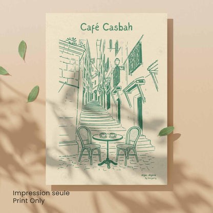 Affiche Café Casbah | Poster Vintage Alger | Art Rétro Algérie