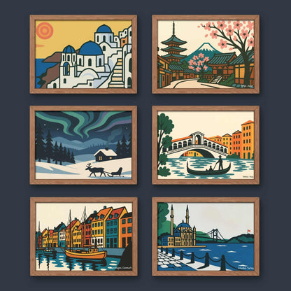 Calendrier mural 2026 Voyage | 12 illustrations du monde | Personnalisable & réutilisable en affiches