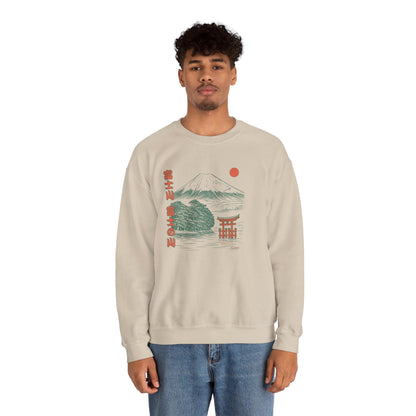 Sweatshirt unisexe Mont Fuji – Style japonais, coton & polyester, confort casual