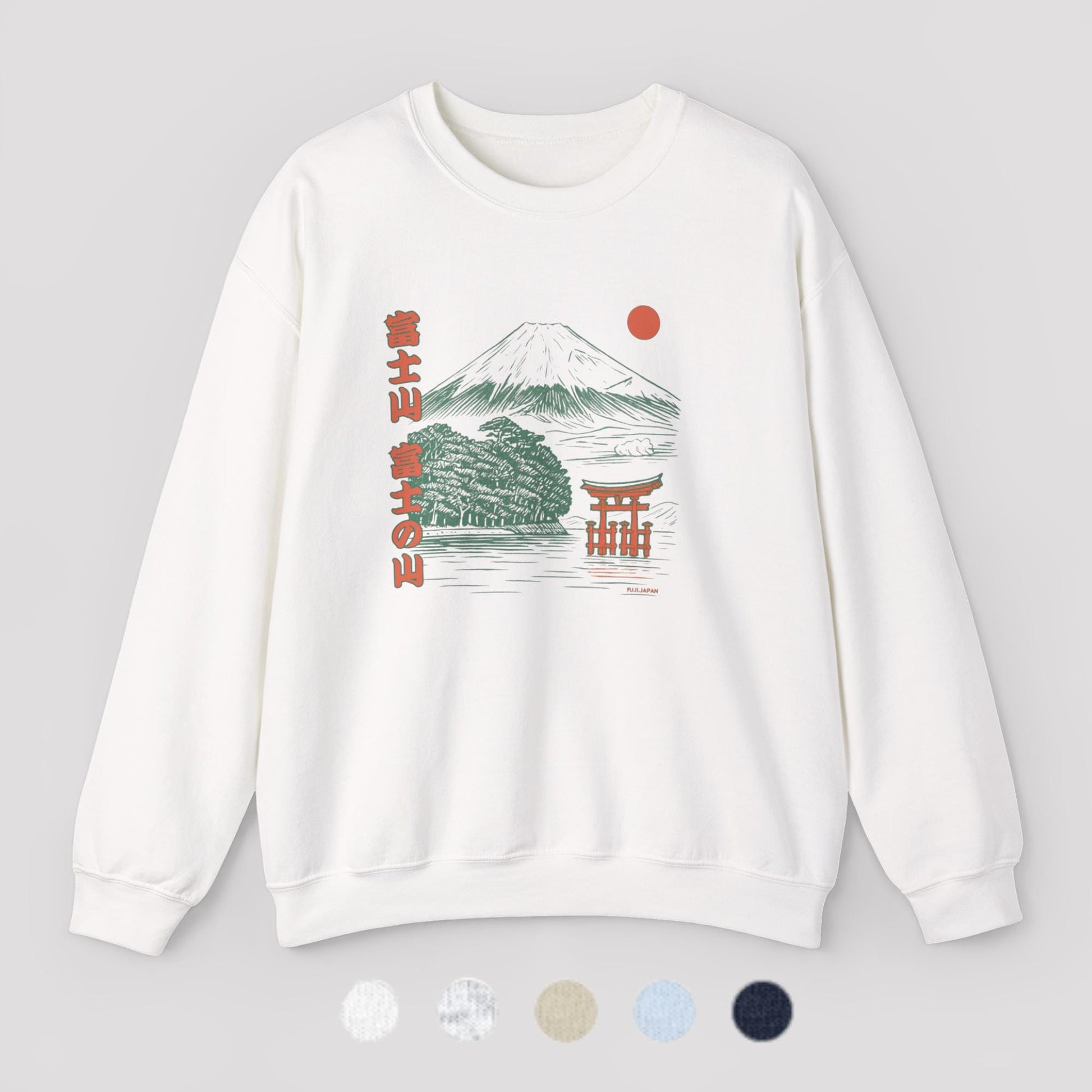 Sweatshirt unisexe Mont Fuji – Style japonais, coton & polyester, confort casual