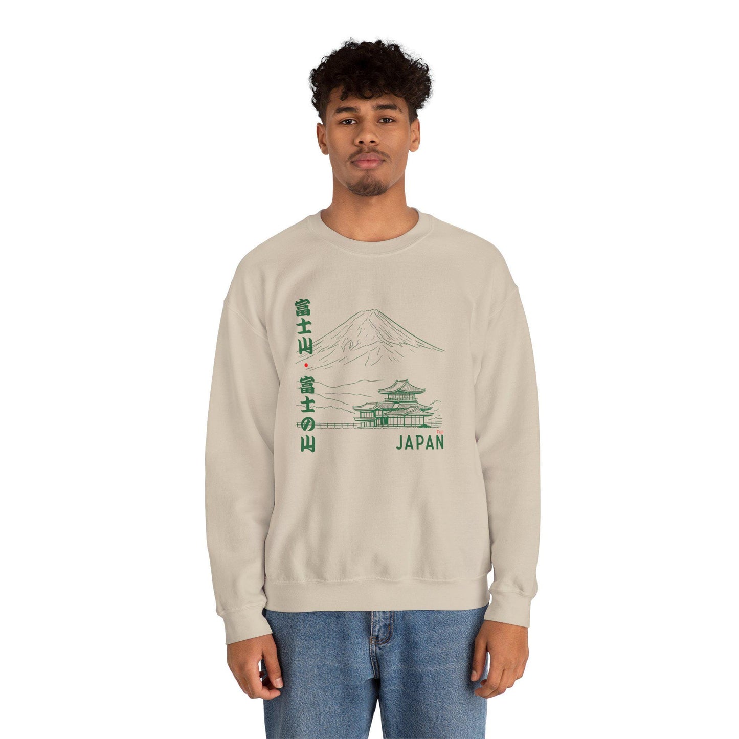 Sweatshirt unisexe Mont Fuji et temple japonais – Style authentique, sweatshirt Japon, confort casual
