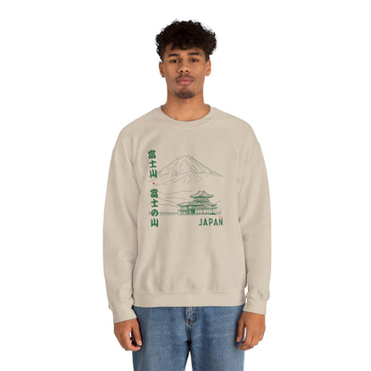 Sweatshirt unisexe Mont Fuji et temple japonais – Style authentique, sweatshirt Japon, confort casual