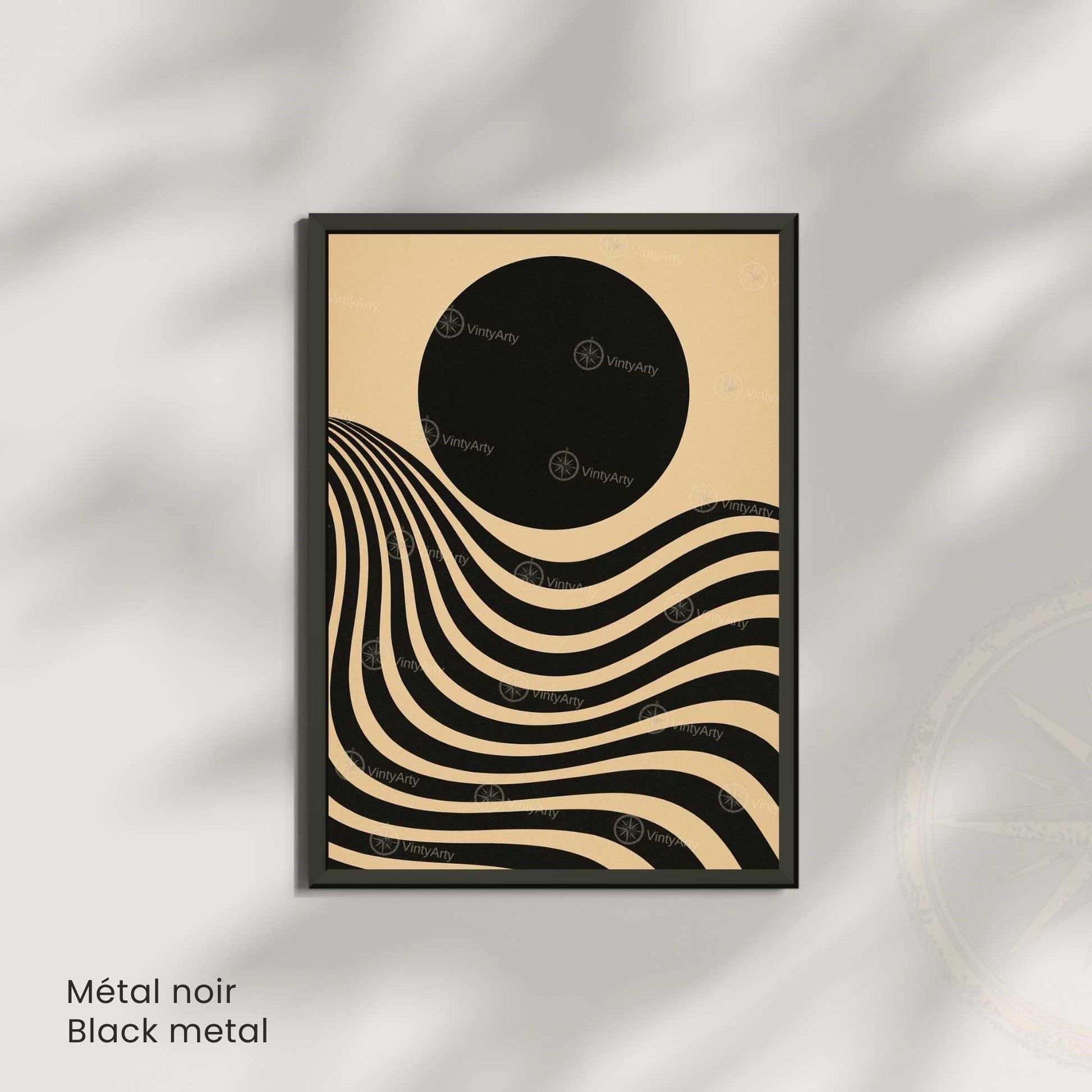 Affiche Bauhaus Noir et Beige – Poster Abstrait Minimaliste, Décoration Murale