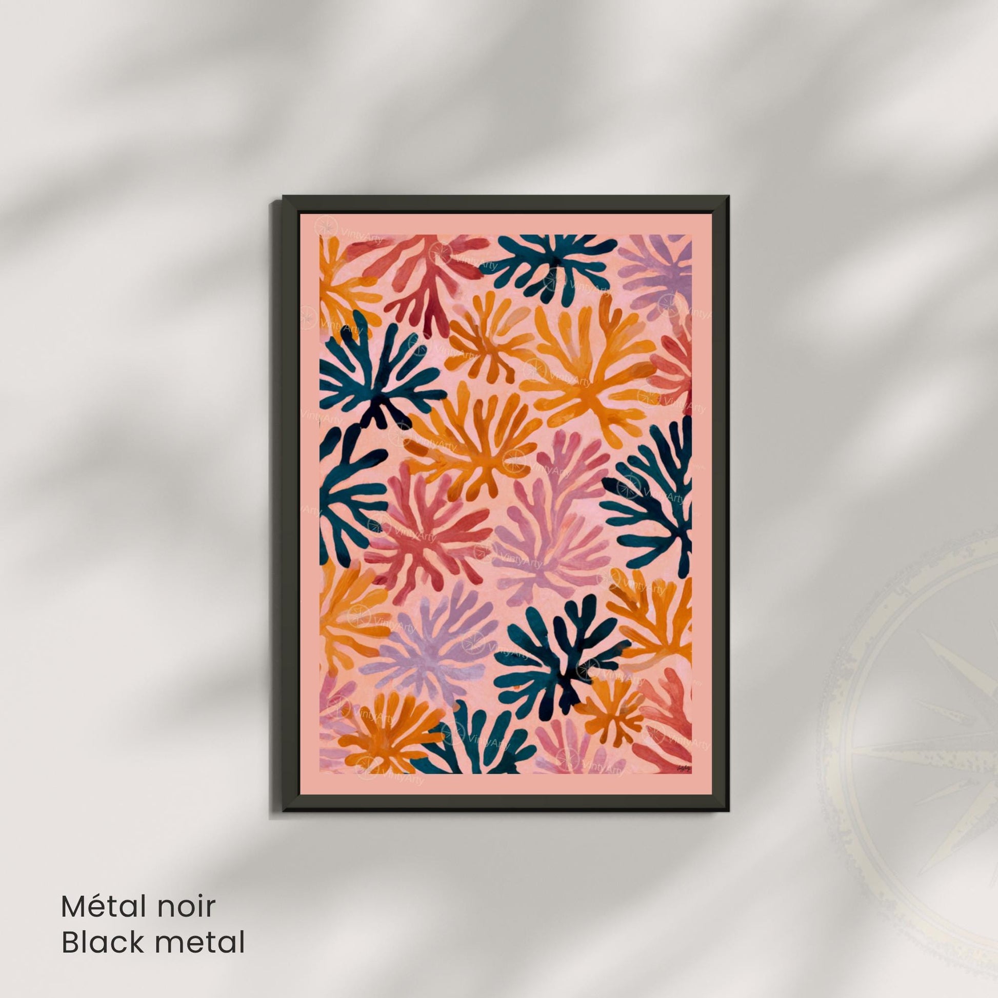 Affiche Matisse rose – Poster corail abstrait multicolore – Art mural moderne
