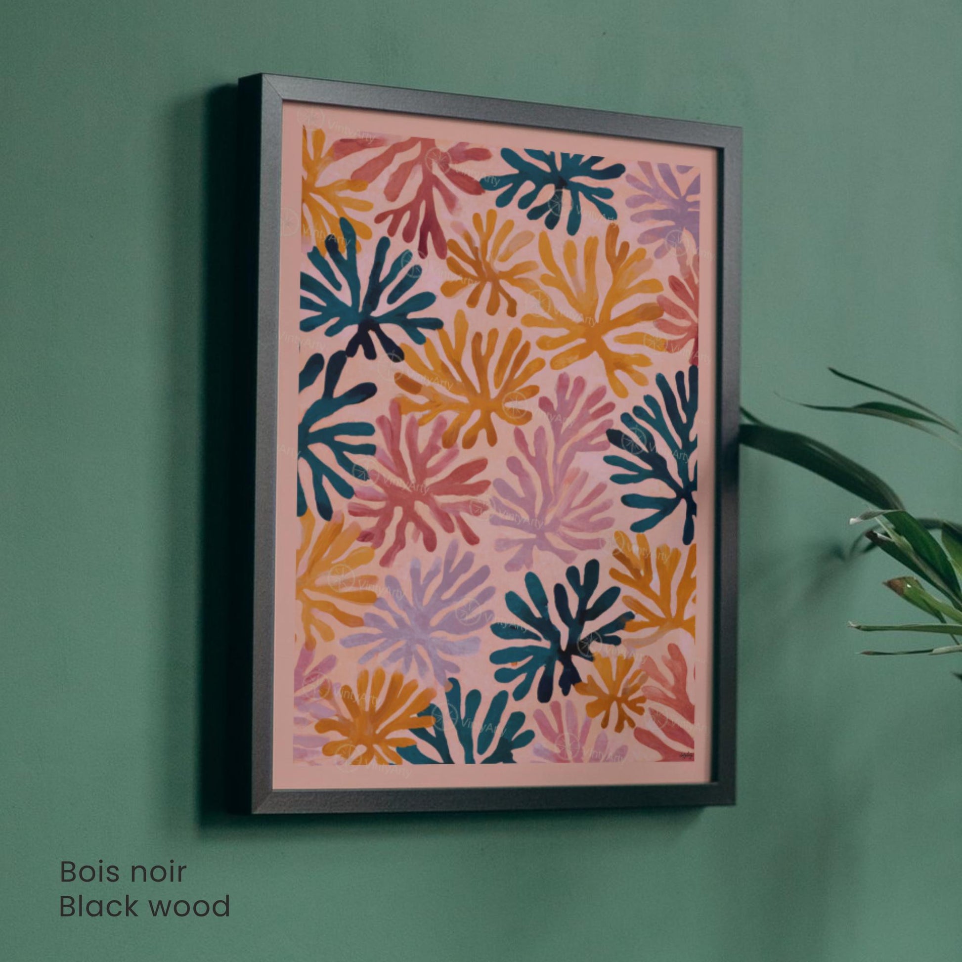 Affiche Matisse rose – Poster corail abstrait multicolore – Art mural moderne