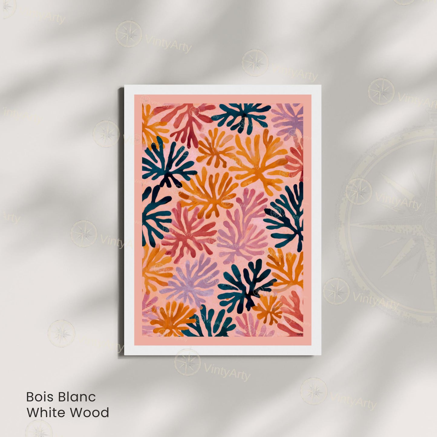 Affiche Matisse rose – Poster corail abstrait multicolore – Art mural moderne