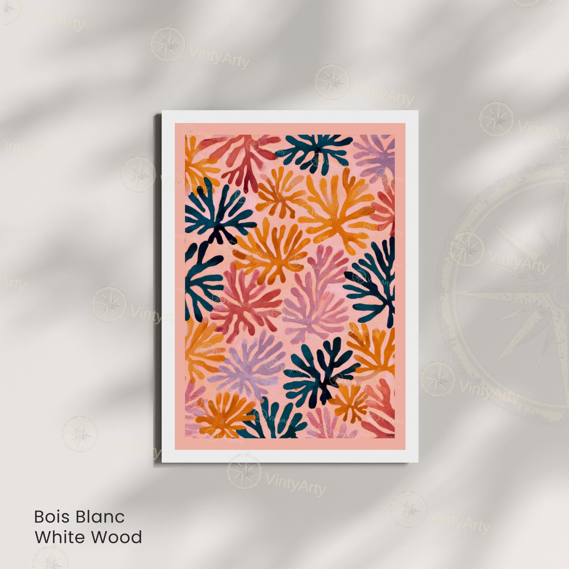 Affiche Matisse rose – Poster corail abstrait multicolore – Art mural moderne