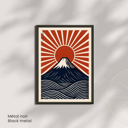 Affiche Mont Fuji Japon | Poster vintage soleil levant | Art mural japonais