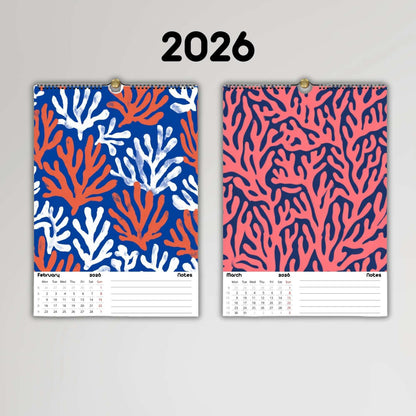 Calendrier mural 2026 Corail | Calendrier Personnalisable | Papier premium & design moderne | Calendrier 2026
