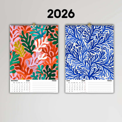 Calendrier mural 2026 Corail | Calendrier Personnalisable | Papier premium & design moderne | Calendrier 2026