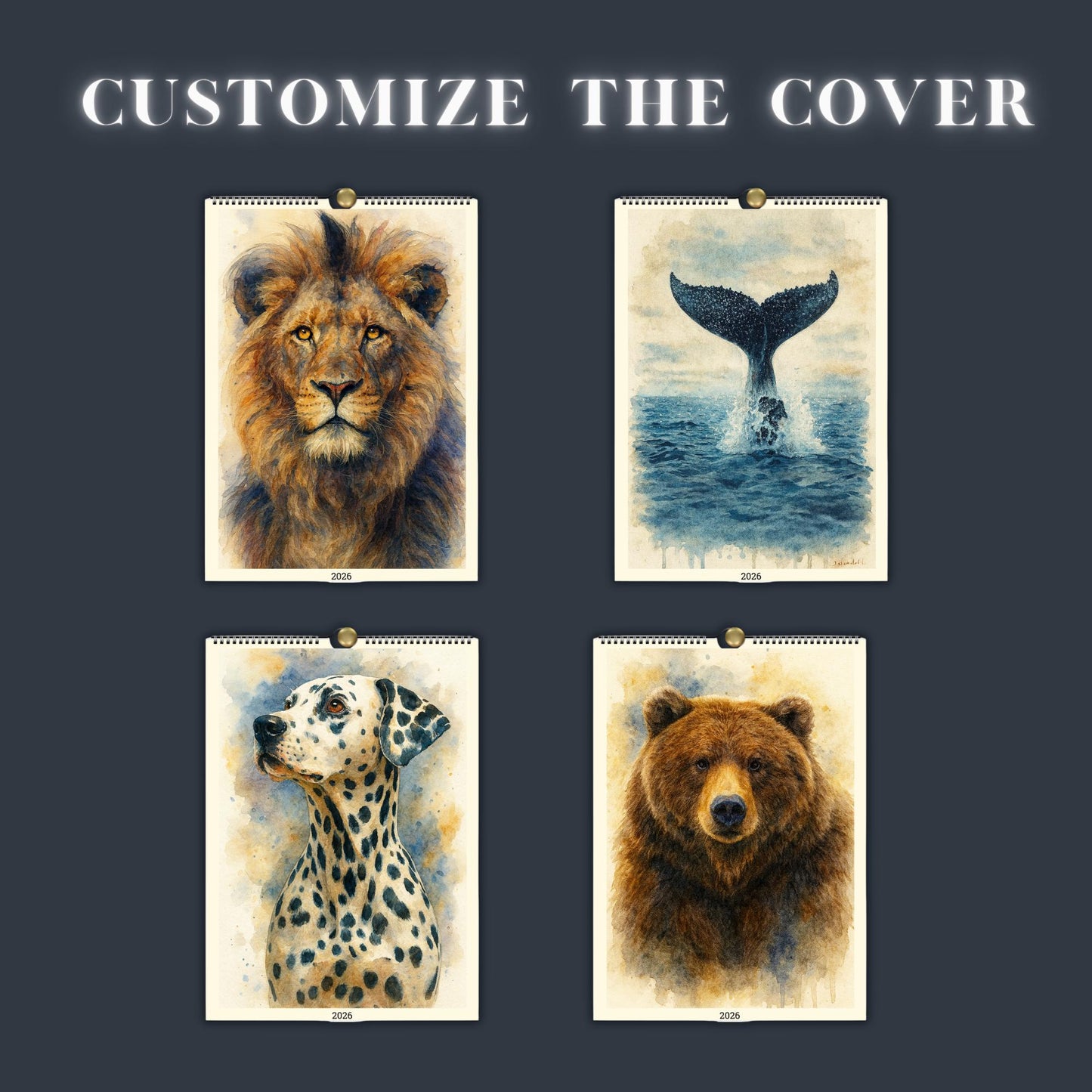 Calendrier mural 2026 Animaux du Monde | Calendrier 2026 | Calendrier animaux