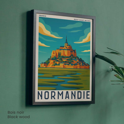 Affiche Mont-Saint-Michel Normandie | Poster Vintage France | Illustration Murale Voyage
