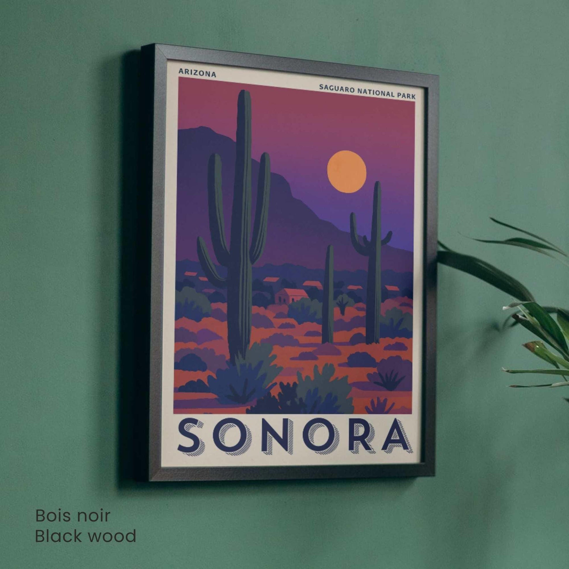 Affiche Sonora Arizona | Poster Parc National du Saguaro | Illustration Vintage Désert