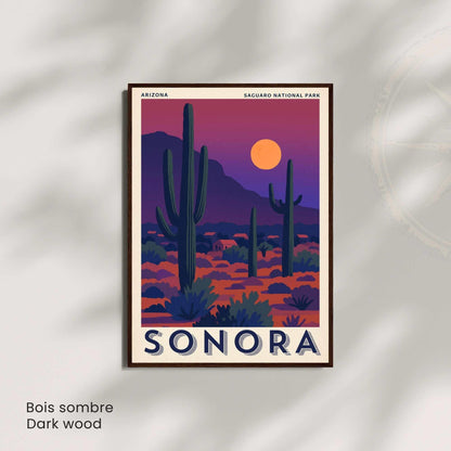 Affiche Sonora Arizona | Poster Parc National du Saguaro | Illustration Vintage Désert