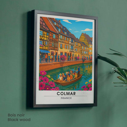 Affiche Colmar France | Poster Voyage Alsace | Décoration Murale Maisons à Colombages