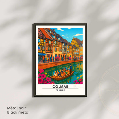 Affiche Colmar France | Poster Voyage Alsace | Décoration Murale Maisons à Colombages