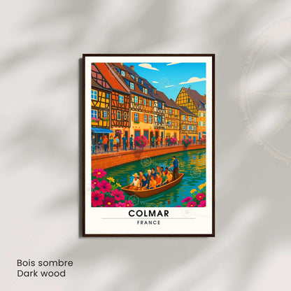 Affiche Colmar France | Poster Voyage Alsace | Décoration Murale Maisons à Colombages