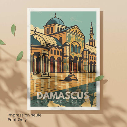 Affiche Mosquée des Omeyyades Damas | Poster Syrie | Décoration Murale Orientale Vintage