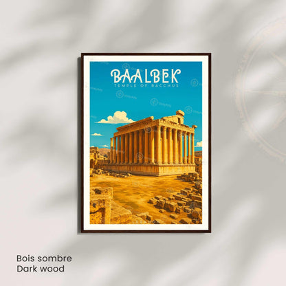 Affiche Baalbek Liban | Poster Temple de Bacchus | Décoration Murale Vintage