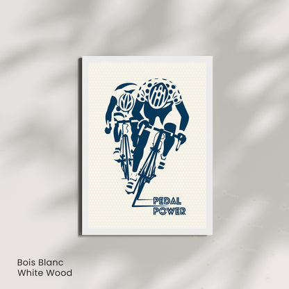 Affiche Cyclisme Pedal Power | Poster Vintage Vélo | Illustration Sportive Murale