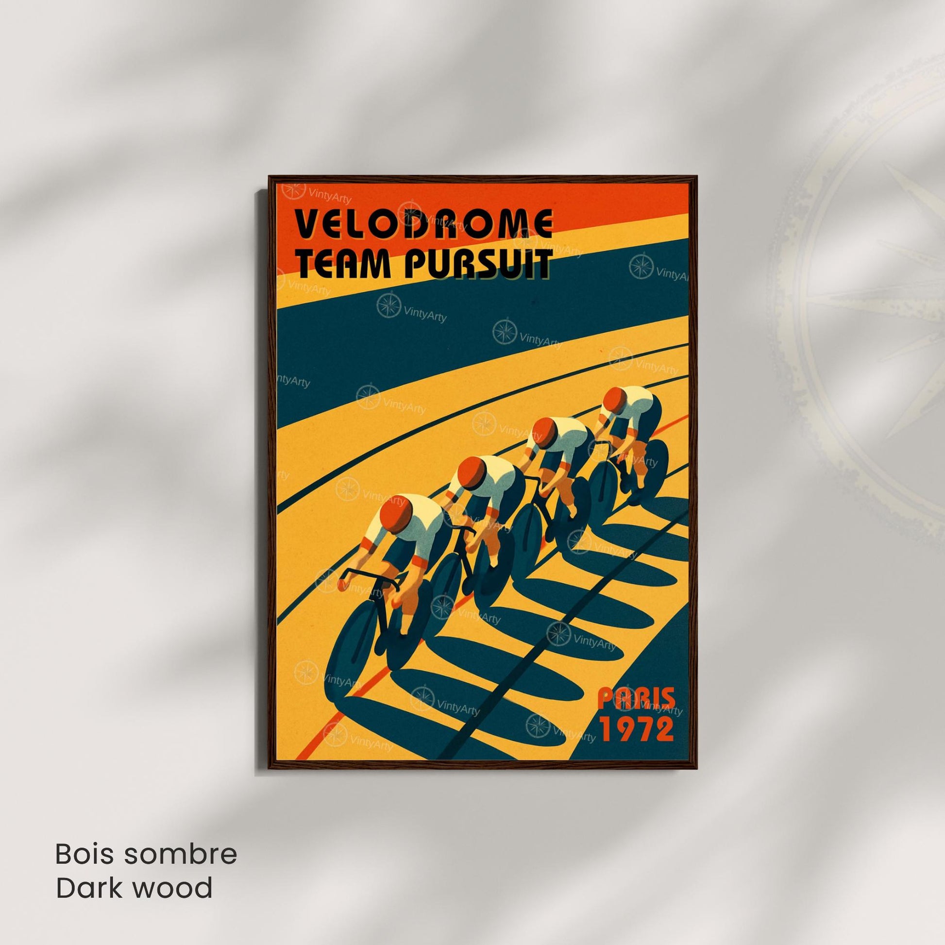 Affiche Cyclisme Vélodrome Paris 1972 | Poster Vintage Vélo | Illustration Sportive