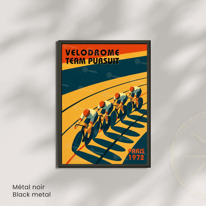 Affiche Cyclisme Vélodrome Paris 1972 | Poster Vintage Vélo | Illustration Sportive