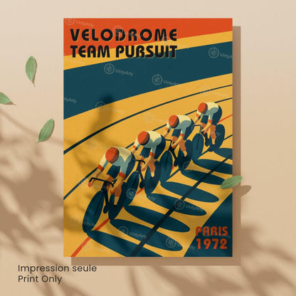 Affiche Cyclisme Vélodrome Paris 1972 | Poster Vintage Vélo | Illustration Sportive